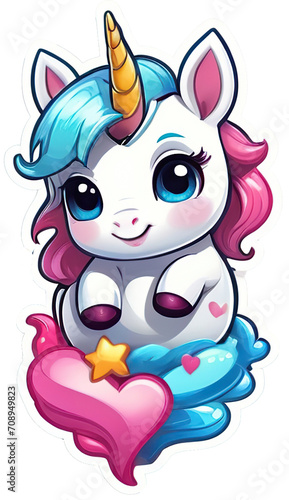 Illustration of Cute Baby Unicorn Sticker