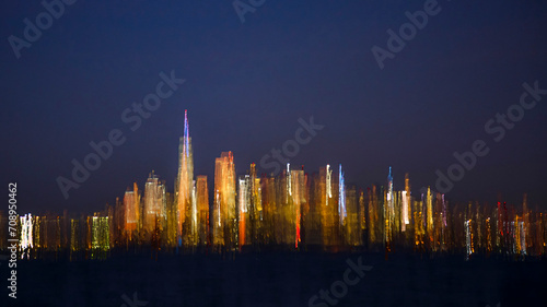 Abstract long exposure effect of Manhattan  NYC  USA