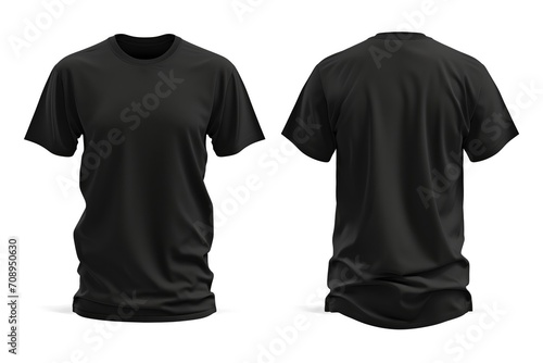 Plain Black Tshirt Template For Design Purposes, Featuring Both Front And Rear View