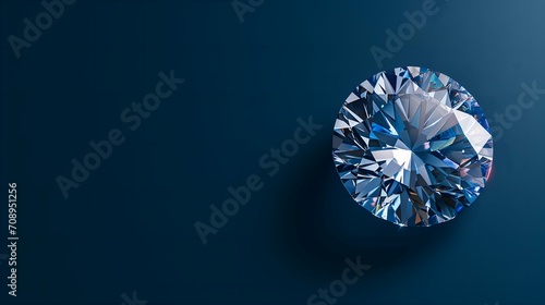 Blue diamond on blue background. 3d rendering. Computer digital drawing. photo