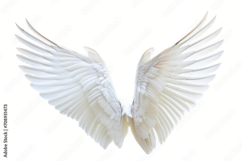 Fototapeta premium Incredibly Lifelike, Isolated White Angel Wings On A White Background