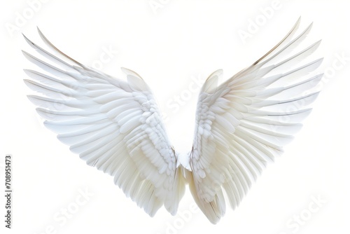 Incredibly Lifelike, Isolated White Angel Wings On A White Background © Anastasiia