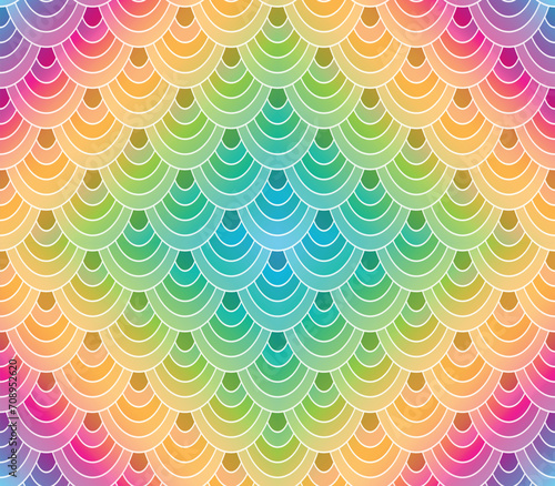 Seamless rainbow geometric vintage pattern of circles. Vector image