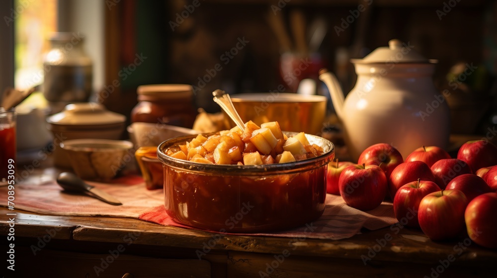 Artistic shots of apples being slow-cooked into luscious apple butter