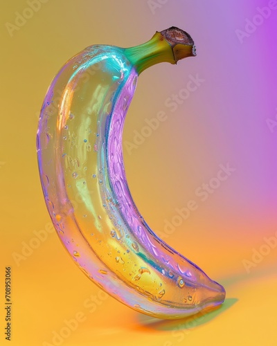 Gemmy jelly translucent or glass banana, subsurface scattering, surreal photo photo