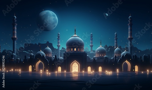 Ramadan vibes background with perfect coloring. Generative Ai