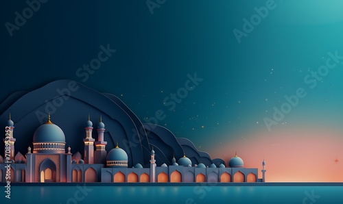 Ramadan vibes background with perfect coloring. Generative Ai

