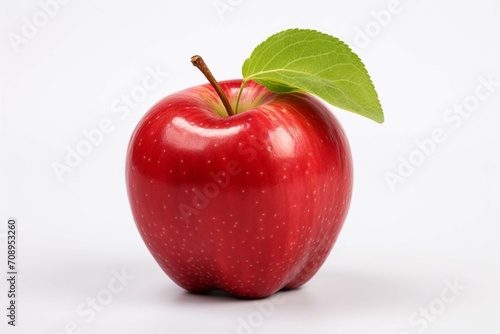  Ripe apple with leaf isolated on a white background