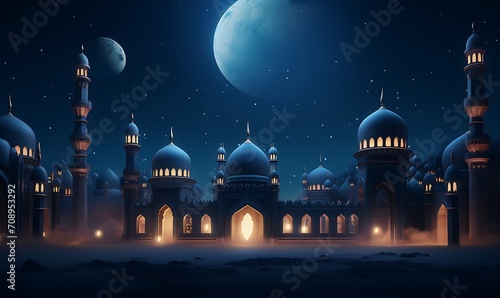 Ramadan vibes background with perfect coloring. Generative Ai

