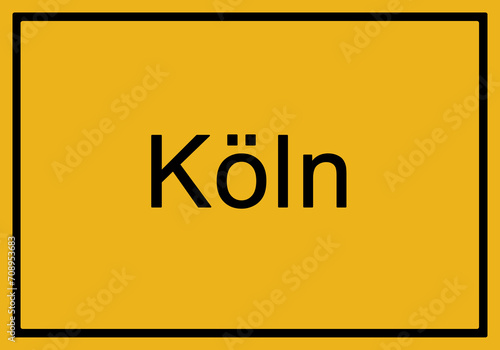 Typical german yellow city sign Köln