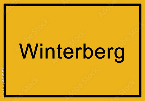 Typical german yellow city sign Winterberg