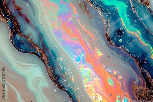 Pretty and smooth shimmering graffiti flow of opal surface background photo