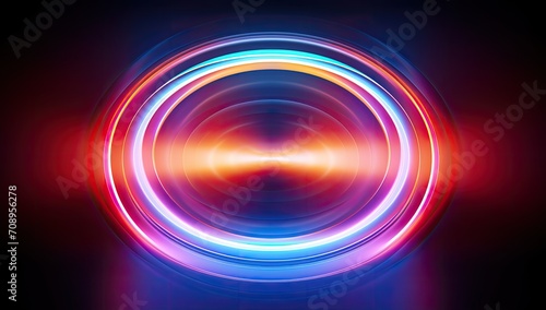 Neon light textured round circle background