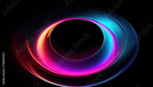 Neon light textured round circle background