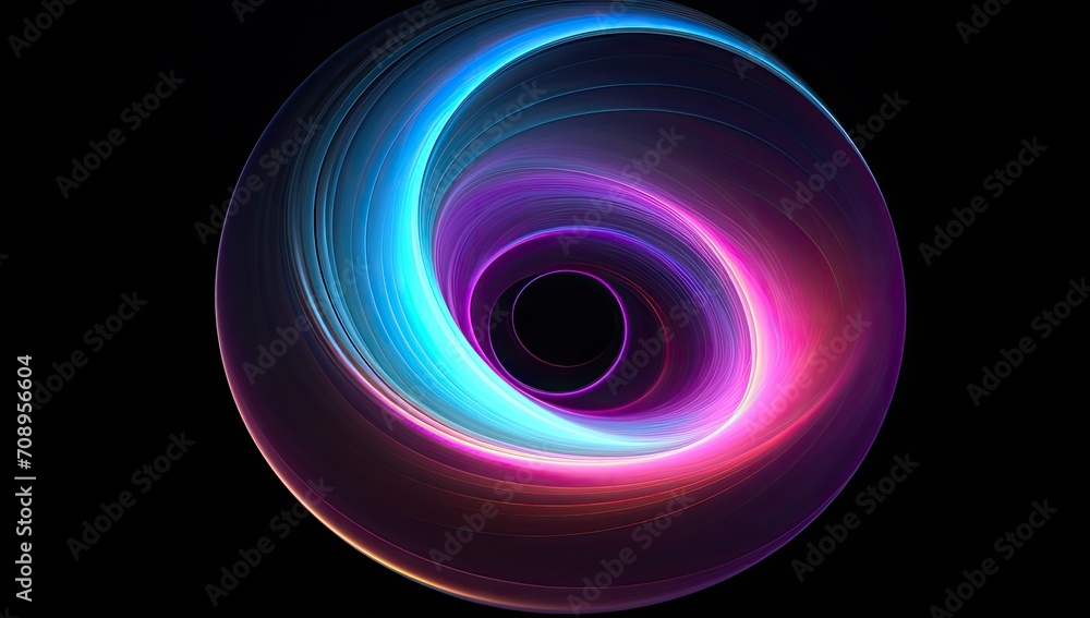 colorful background with abstract shape glowing in ultraviolet spectrum, curvy neon lines