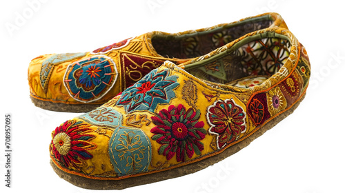 Stylish Embroidery Adorned Slippers on a transparent background