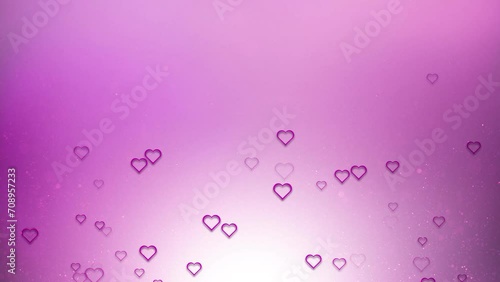 Abstract seamless loop violet glitter with hearts symbols motion backgrounds. Valentine's day holidays copy space greeting card