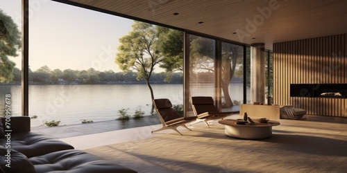 Modern minimalist cubic villa exterior with swimming pool