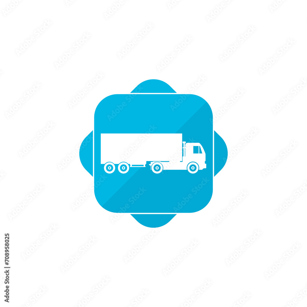 Truck blue square button icon isolated on transparent background Truck blue square button icon isolated on transparent background