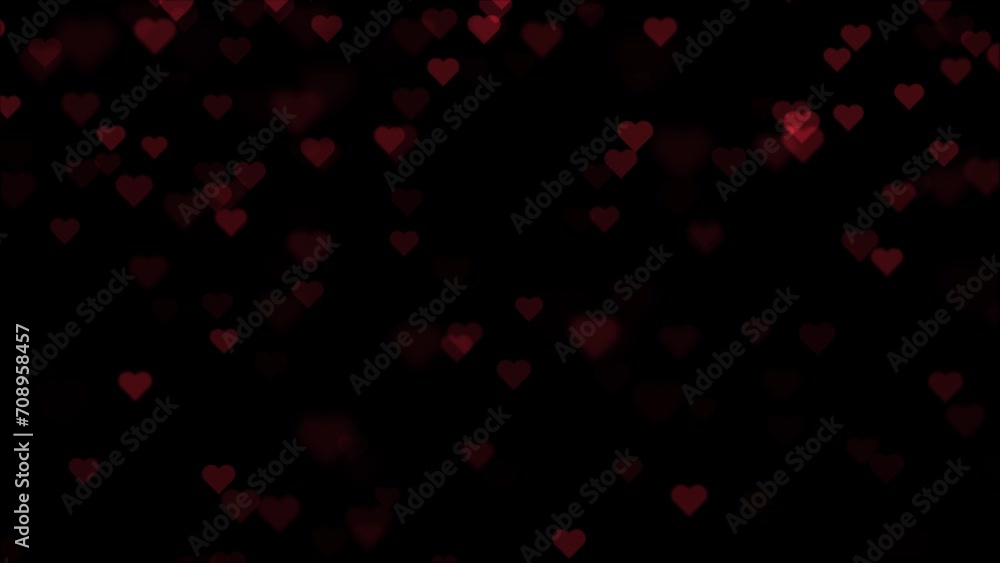 Loop falling flickering red hearts on clean black background. Valentine's day holidays copy space greeting card. Loop falling flickering red hearts on clean black background. Valentine's day holidays copy space greeting card.