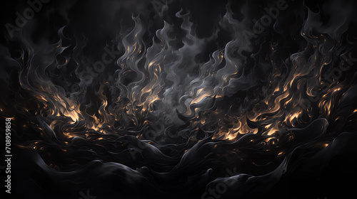 Thick Dark Smoky Fiery Gray and Black Artwork Backdrop or Banner photo