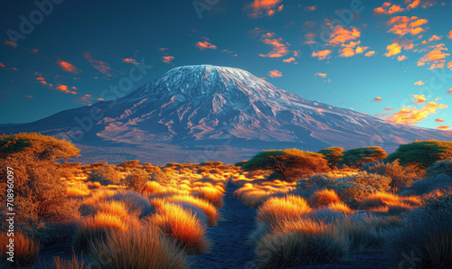 Kilimanjaro on african savannah