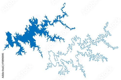 Emborcacao Lake (Federative Republic of Brazil) map vector illustration, scribble sketch Reservoir Usina de Emborcaçao or Theodomiro Santiago dam map