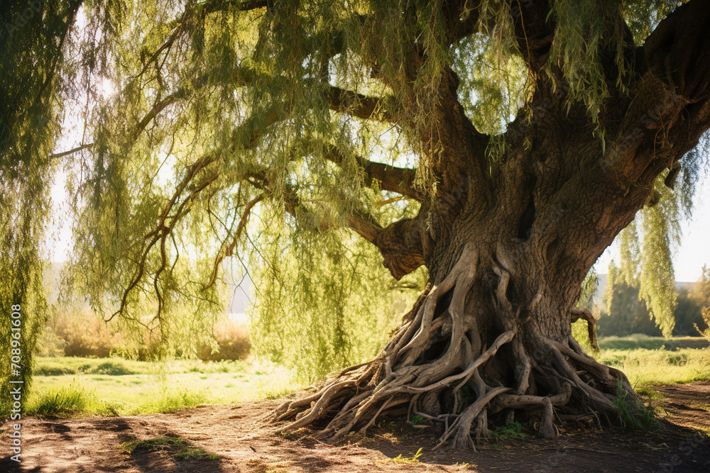 old tree in the park. Generative Ai