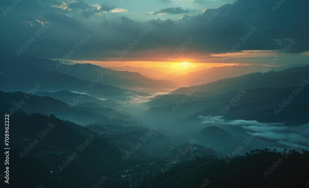 sunset in high mountains