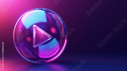 Play button made in bubble style. photo