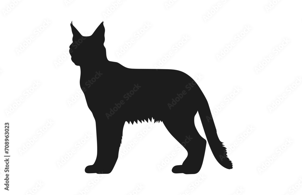 Lynx Cat Silhouette black Vector isolated on a white background