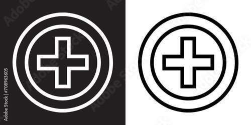 Add icon vector. Plus sign symbol in trendy flat style. Medical cross vector icon illustration isolated on black and w hitebackground