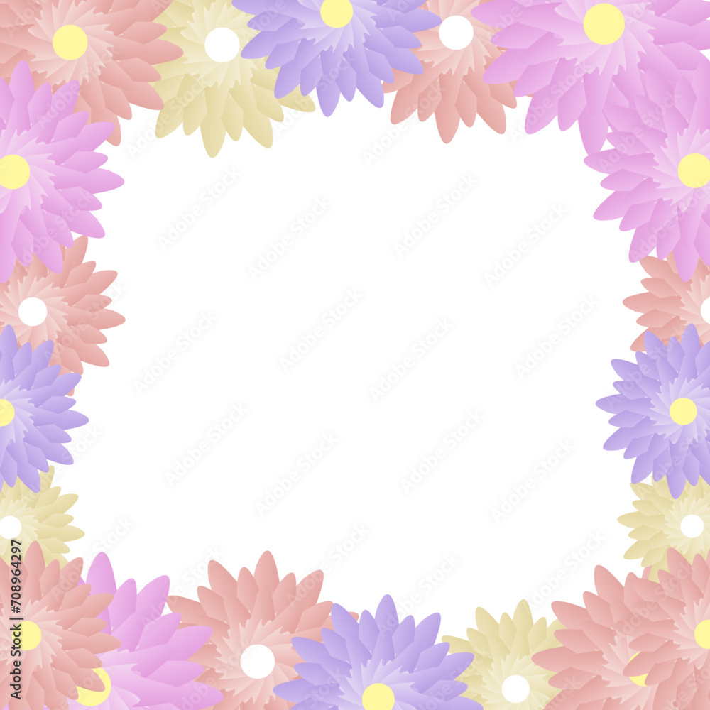 Fototapeta premium Floral frame with spring flowers and leaves