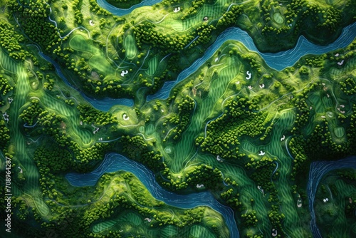 Whimsical Wonders: Aerial Vision of Abstract Golf Courses