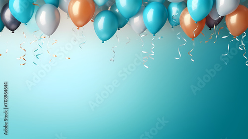 Wallpaper Mural Holiday celebration background with balloons, golden sparkling confetti and ribbons Torontodigital.ca