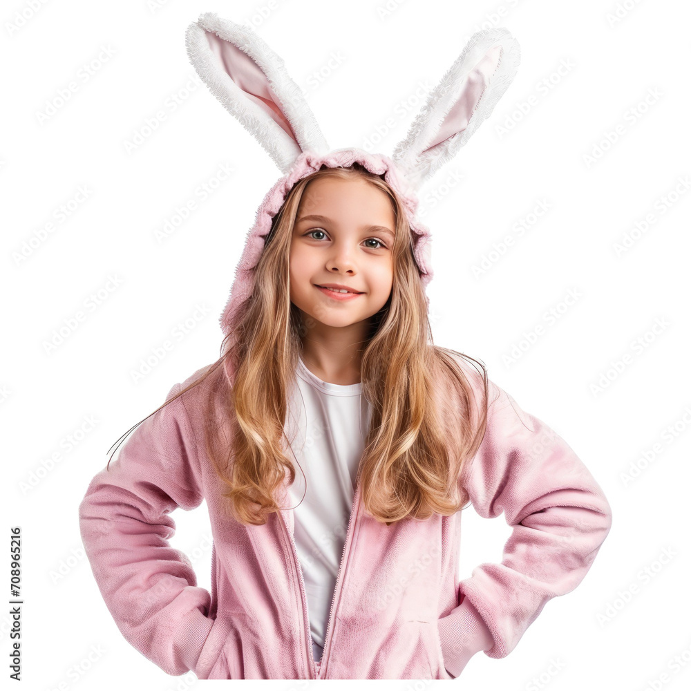 Portrait of attractive trendy cheerful cute sweet pre-teen girl wear bunny ears
