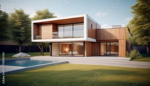 Modern modular private townhouses. Residential architecture exterior © AT