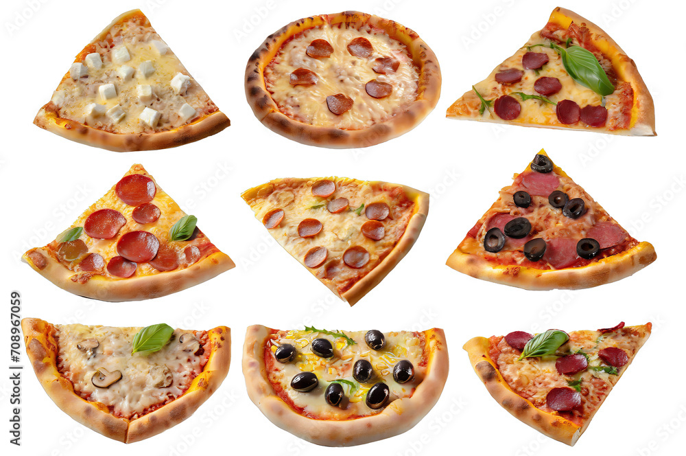 collection of various pizza slices - isolated collection of various pizza slices - isolated
