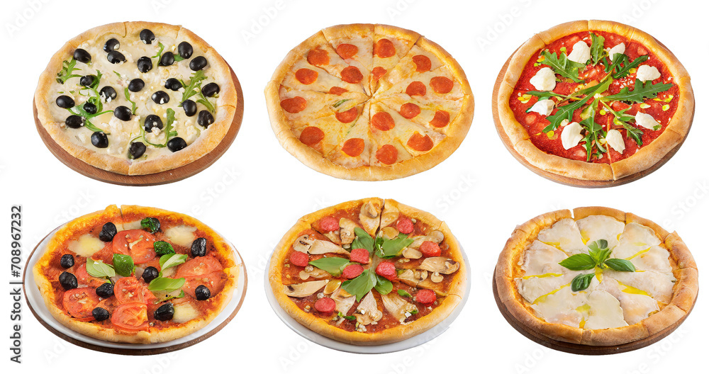 collection of various pizza slices - isolated collection of various pizza slices - isolated