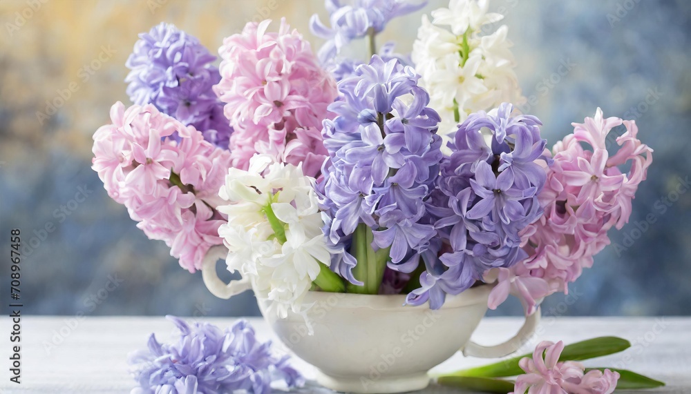 Lilac and pink hyacinths