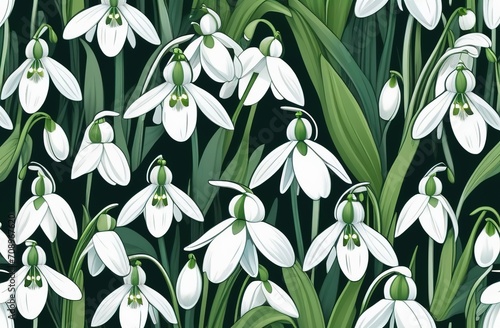 background of snowdrops  spring card