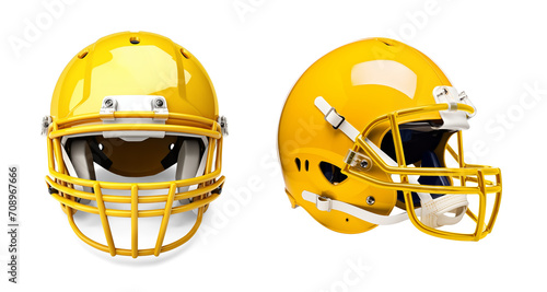 Yellow american football helmet mockup, isolated background