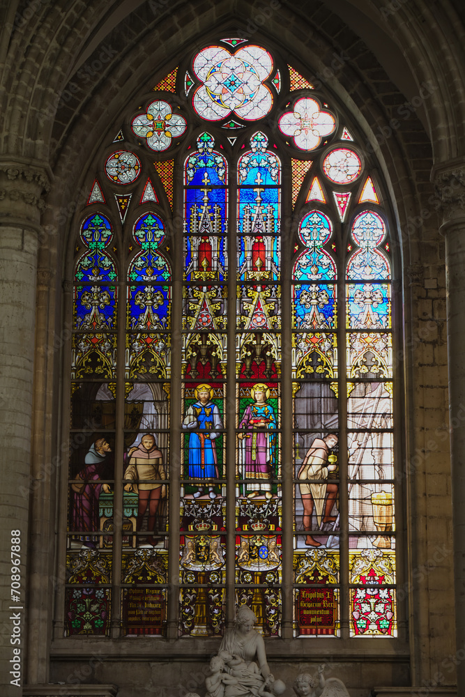 Divine Light: Majestic Stained Glass Window of Ghent Cathedral