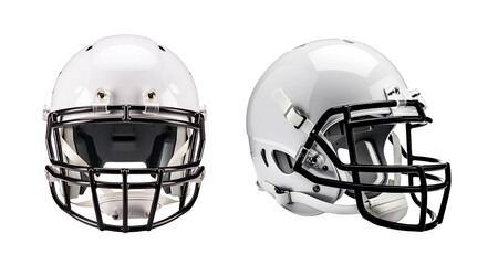 White american football helmet mockup, isolated background