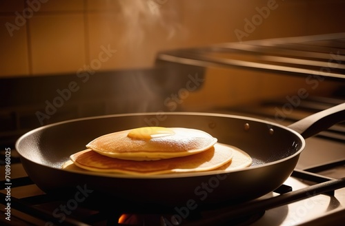 stack of pancakes, process of making pancakes © Ксения Маслова