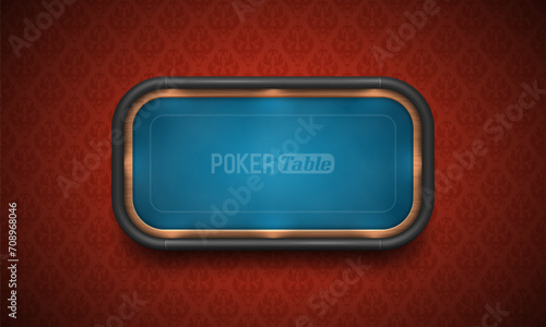 Poker table with blue cloth. Vector illustration.