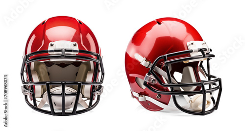 Red american football helmet mockup, isolated background photo