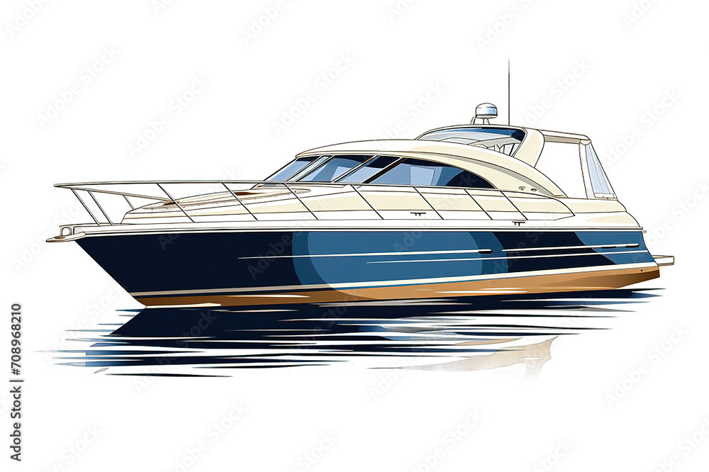 Speed yacht isolated on PNG Background. Generative Ai. Speed yacht isolated on PNG Background. Generative Ai.