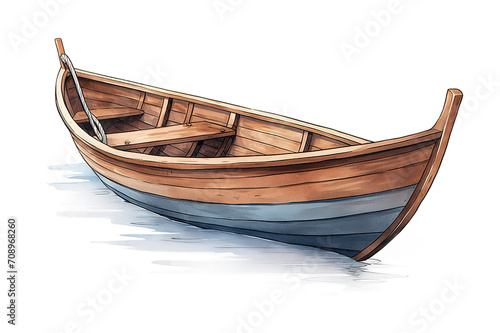 Wooden Boat isolated on PNG Background. Generative Ai.