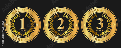 Set badge Warranty gold 1, 2, 3 years 